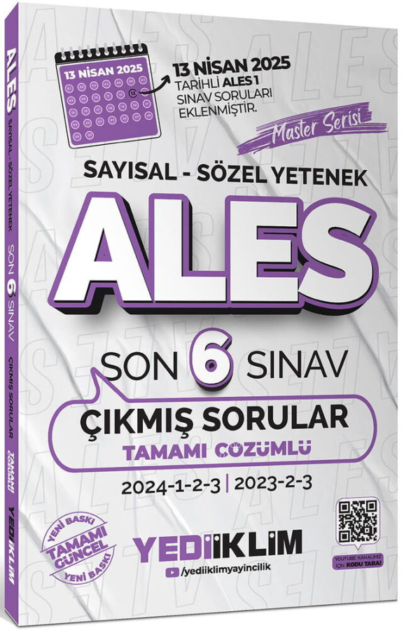 Yediiklim Yayınları ALES Master Serisi Sayısal Sözel Yetenek Tamamı Çözümlü Son 6 Sınav Çıkmış Sorular