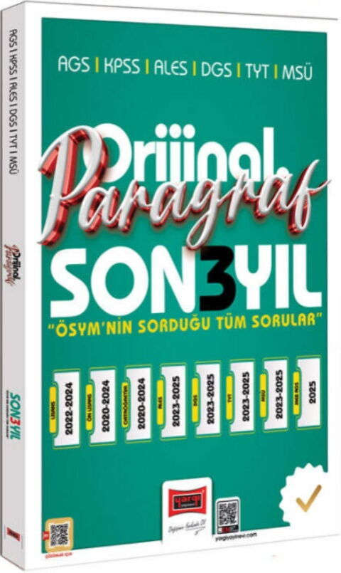 Yargı Yayınları 2026 KPSS AGS ALES DGS TYT MSÜ Orijinal Paragraf Son 3 Yıl Çıkmış Sorular Komisyon