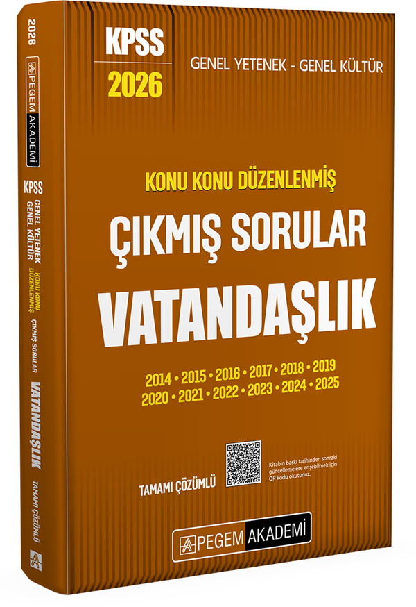 Pegem 2026 KPSS Vatandaşlık Çıkmış Sorular Konu Konu Çözümlü Pegem Akademi Yayınları