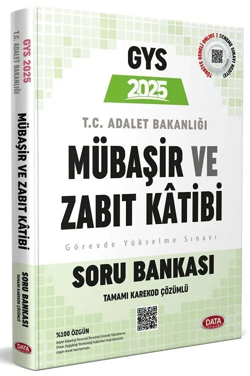 Data 2025 GYS Adalet Bakanlığı Mübaşir ve Zabıt Katibi Soru Bankası Çözümlü Görevde Yükselme Data Yayınları