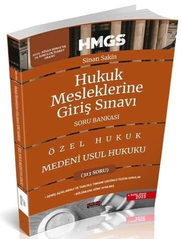 Savaş Yayınları 2025 HMGS Medeni Usul Hukuku Soru Bankası Sinan Sakin