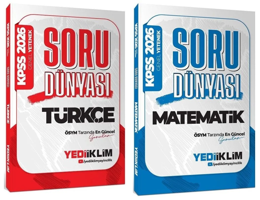 Yediiklim Yayınları 2026 KPSS Türkçe ve Matematik Soru Dünyası Soru Bankası 2'li Set Komisyon Yediiklim