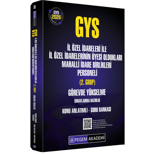 Pegem Yay�nlar� 2026 GYS �l �zel �dareleri ile �l �zel �darelerinin �yesi Olduklar� Mahalli �dare Birlikleri Personeli (2.Grup) G�revde Y�kselme S�navlar�na Haz�rl�k Konu Anlat�ml� Soru Bankas�