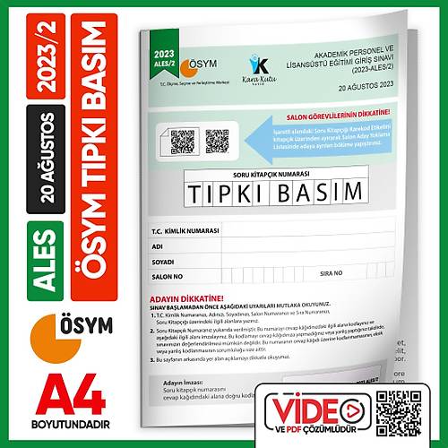 ALES 2023/2 A�ustos �SYM T�pk� Bas�m ��km�� Soru Deneme Kitap���� Video/PDF ��z�ml� T�rkiye Geneli �nformal Yay�nlar�
