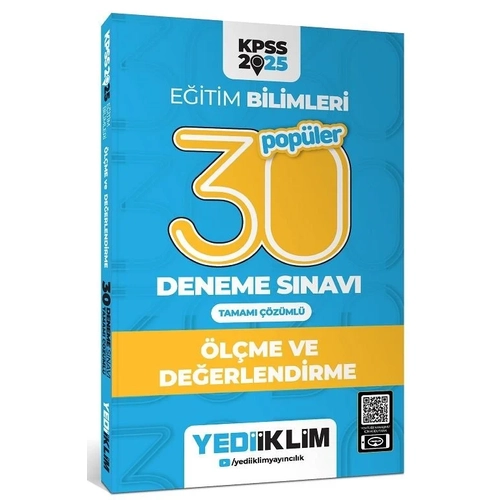 Yediiklim 2025 KPSS E�itim Bilimleri �l�me De�erlendirme Pop�ler 30 Deneme ��z�ml� Yediiklim Yay�nlar�