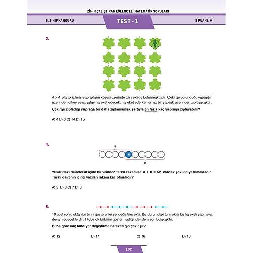 8.S�n�f Zihin �al��t�ran E�lenceli Kanguru Matematik Sorular� Dikkat At�lyesi Yay�nlar�