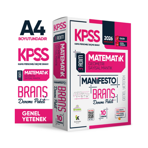 2026 KPSS Matematik 3 Ad�m Manifesto Bran� Deneme Paketi 10lu Dijital ��z�ml� (Say�sal Mant�k Dahil) �nformal Yay�nlar�
