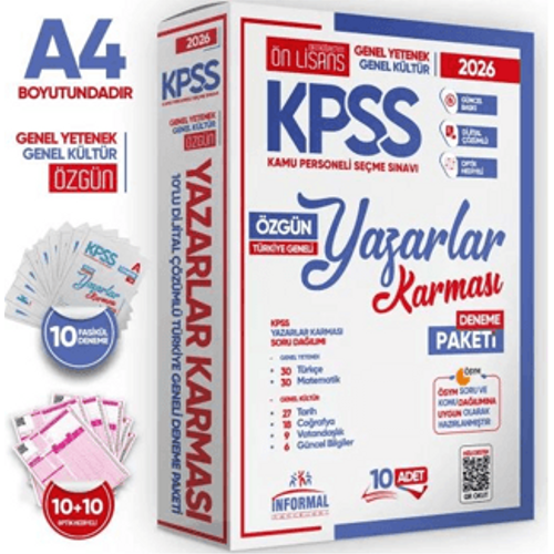 �nformal Yay�nlar� 2026 KPSS �nLisans Yazarlar Karmas� GY-GK T�rkiye Geneli Kurumsal 10'lu Deneme Paketi Dijital ��z�ml�