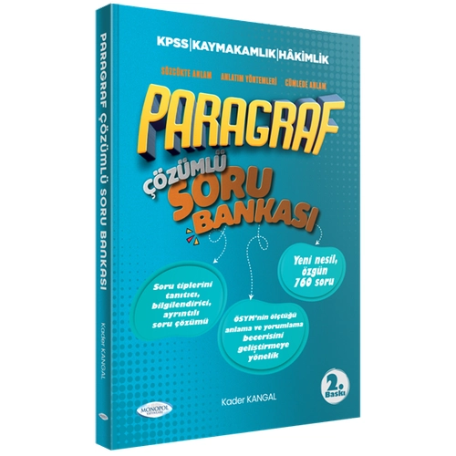 Monopol T�m S�navlar ��in Paragraf Soru Bankas� ��z�ml� - Kader Kangal Monopol Yay�nlar�