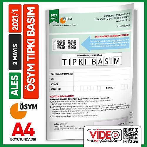 ALES 2021/1 �SYM T�pk� Bas�m ��km�� Soru Deneme Kitap���� Video/PDF ��z�ml� T�rkiye Geneli �nformal Yay�nlar�