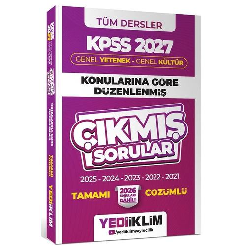 Yediiklim 2027 KPSS Genel Yetenek Genel K�lt�r ��km�� Sorular Konular�na G�re ��z�ml� Yediiklim Yay�nlar�