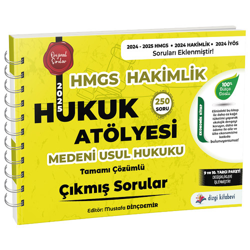 S�per Fiyat!! Dizgi Kitap Yay�nlar� 2025 Hukuk At�lyesi HMGS Hakimlik Medeni Usul Hukuku ��km�� Sorular ��z�ml�