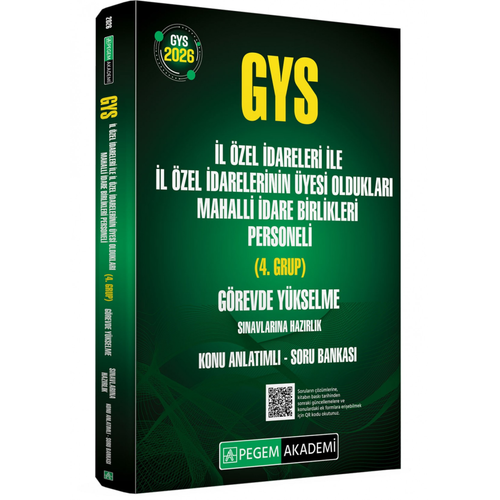 Pegem Yay�nlar� 2026 GYS �l �zel �dareleri ile �l �zel �darelerinin �yesi Olduklar� Mahalli �dare Birlikleri Personeli (4.Grup) G�revde Y�kselme S�navlar�na Haz�rl�k Konu Anlat�ml� Soru Bankas�