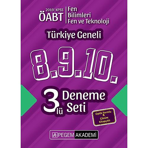 Pegem 2019 ABT Fen Bilimleri / Fen ve Teknoloji retmenlii Trkiye Geneli 3 Deneme (8.9.10) Pegem Akademi Yaynlar