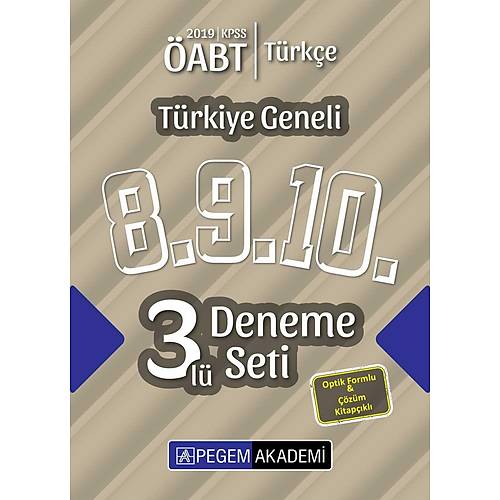 Pegem 2019 ABT Trke retmenlii Trkiye Geneli 3 Deneme (8.9.10) Pegem Akademi Yaynlar