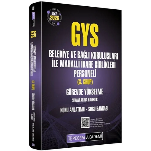 Pegem 2026 GYS Belediye ve Ba�l� Kurulu�lar� ile Mahalli �dare Birlikleri 2. Grup Konu Anlat�ml� Soru Bankas� G�revde Y�kselme Pegem Akademi Yay�nlar�