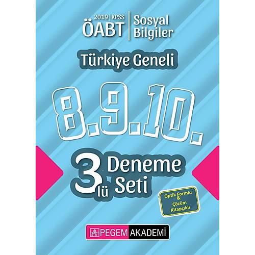 Pegem 2019 ABT Sosyal Bilgiler retmenlii Trkiye Geneli 3 Deneme (8.9.10) Pegem Akademi Yaynlar