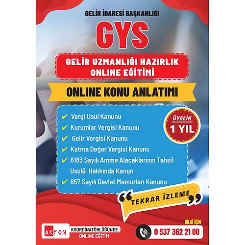 Gelir Uzman Yard�mc�l��� Haz�rlay�c� Online E�itim