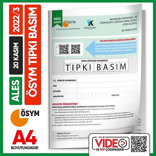 ALES 2022/3 Kas�m �SYM T�pk� Bas�m ��km�� Soru Deneme Kitap���� Video/PDF ��z�ml� T�rkiye Geneli �nformal Yay�nlar�