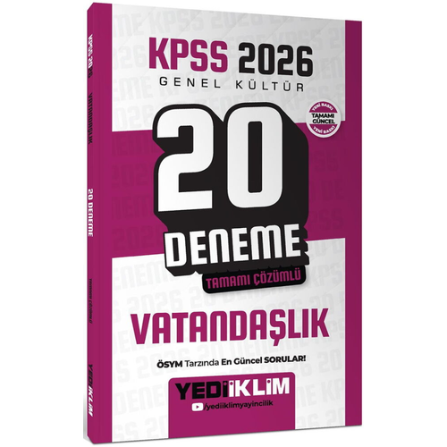Yediiklim Yay�nlar� 2026 KPSS Genel K�lt�r Vatanda�l�k Tamam� ��z�ml� 20 Deneme