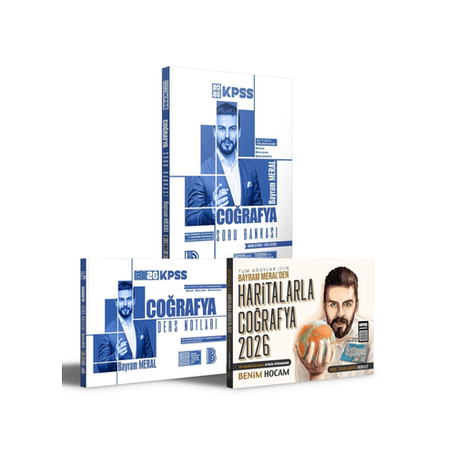 Benim Hocam Yay�nlar� 2026 KPSS Co�rafya Ders Notlar� Haritalarla Co�rafya Soru Bankas� 3'l� Set Bayram Meral