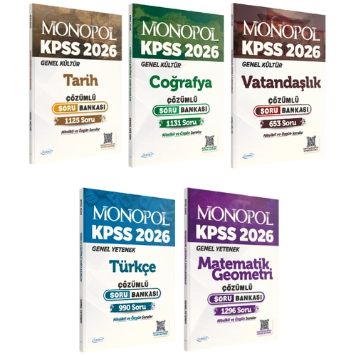 Monopol 2026 KPSS Genel Yetenek Genel K�lt�r Soru Bankas� 5 li Set Monopol Yay�nlar�