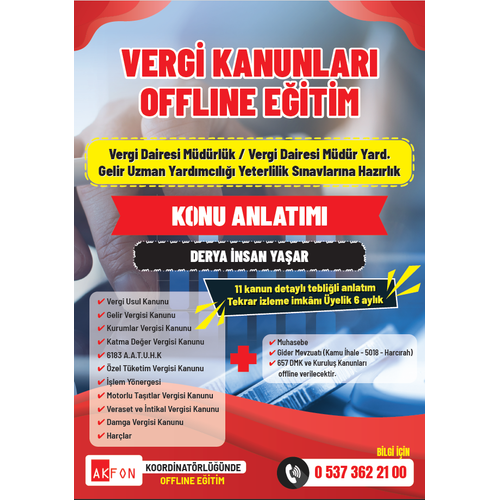 T�rk B�ro Sen ve Akfon Kitap  ��birli�iyle Vergi Dairesi M�d�rl�k ve Vergi Dairesi M�d�r Yard�mc�l��� Gelir Uzmanl��� Yeterlilik S�navlar� OFFL�NE Konu Anlat�m� 2026