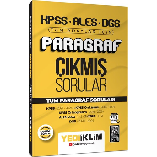 Yediiklim Yaynlar KPSS ALES DGS Tm Adaylar in Paragraf Tamam PDF zml km Sorular