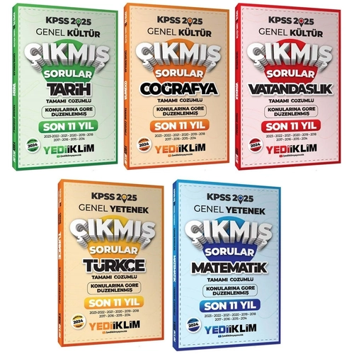 Yediiklim 2025 KPSS Genel Yetenek Genel K�lt�r ��km�� Sorular Son 11 Y�l Konular�na G�re 5 li Set Yediiklim Yay�nlar�