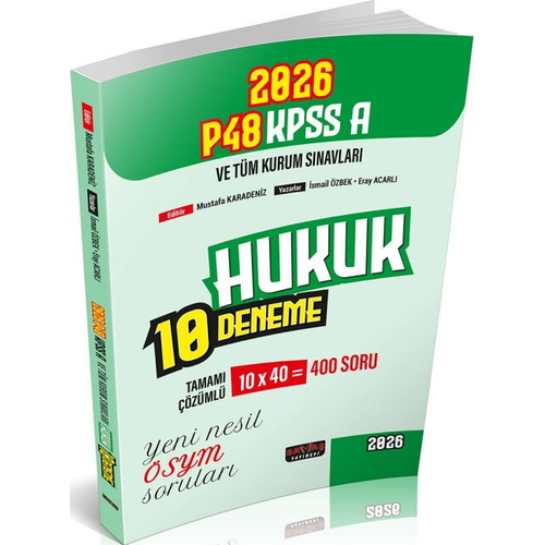 Sava� Yay�nlar� 2026 P48 KPSS A Grubu Hukuk 10 Deneme Tamam� ��z�ml� Mustafa Karadeniz, Tu�rahan �zt�rk, Asena K�l��