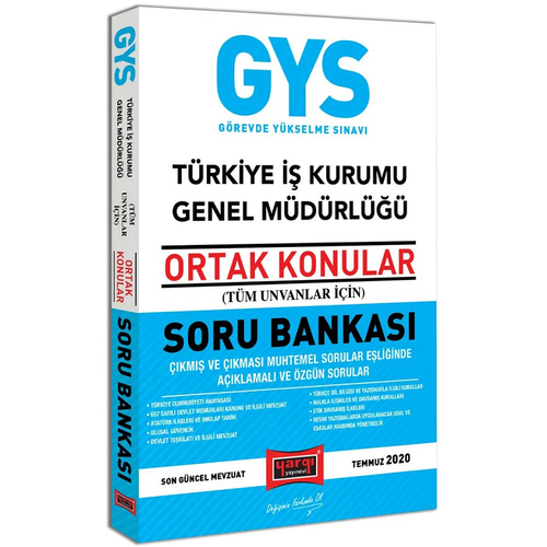 Yargı 2020 GYS Türkiye İş Kurumu Genel Müdürlüğü Ortak Konular Soru Bankası Görevde Yükselme Yargı Yayınları