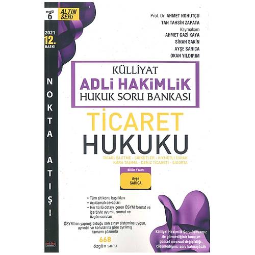 SPER FYAT KLLYAT Ticaret Hukuku Soru Bankas Adli Hakimlik 2021
