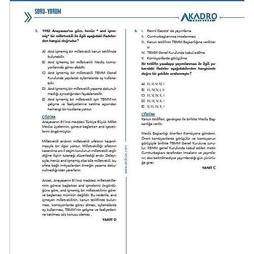 A Kadro KPSS A Grubu Hukuk Soru Yorum Soru Bankas� ��z�ml� 6. Bask� - Serhat �endilmen, Soner Ceylan A Kadro Yay�nlar�