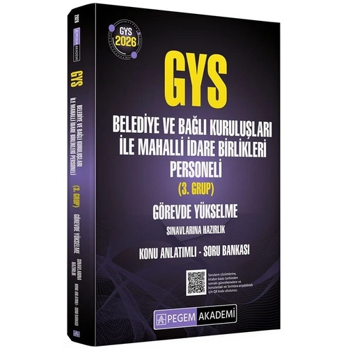 Pegem 2026 GYS Belediye ve Ba�l� Kurulu�lar� ile Mahalli �dare Birlikleri 3. Grup Konu Anlat�ml� Soru Bankas� G�revde Y�kselme Pegem Akademi Yay�nlar�