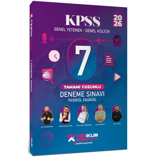 Yediiklim Yay�nlar� 2026 KPSS At�lye Serisi Genel Yetenek Genel K�lt�r Fasik�l Fasik�l 7 Deneme S�nav� Tamam� ��z�ml�