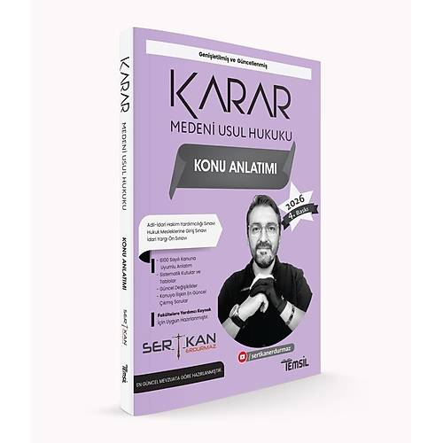 KARAR Medeni Us�l Hukuku Konu Anlat�m� Kitab� Sertkan Erdurmaz Temsil Kitap