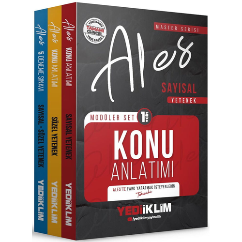 Yediiklim Yay�nlar� 2026 Master Serisi ALES Say�sal-S�zel Yetenek Mod�ler Set+5 Deneme (3 Kitap)