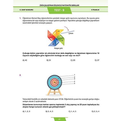 4. S�n�f Zihin �al��t�ran E�lenceli Kanguru Matematik Sorular� Dikkat At�lyesi Yay�nlar�
