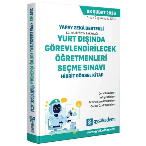 Kitaba G�zat GYS Akademi 2026 Yapay Zeka Destekli Yurt D���nda G�revlendirilecek ��retmenleri Se�me S�nav� G�rsel Hibrit Kitap