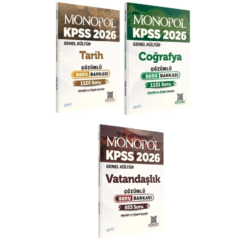 Monopol 2026 KPSS Tarih + Co�rafya + Vatanda�l�k Soru Bankas� 3 l� Set Monopol Yay�nlar�