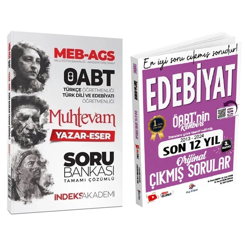 Dizgi Kitap + ndeks 2025 ABT MEB-AGS nin Rehberi Trk Dili ve Edebiyat Muhteva Yazar Eser Soru Bankas + km Sorular Son 12 Yl 2 li Set - Adem Hakan Dizgi Kitap + ndeks Akademi Yaynlar
