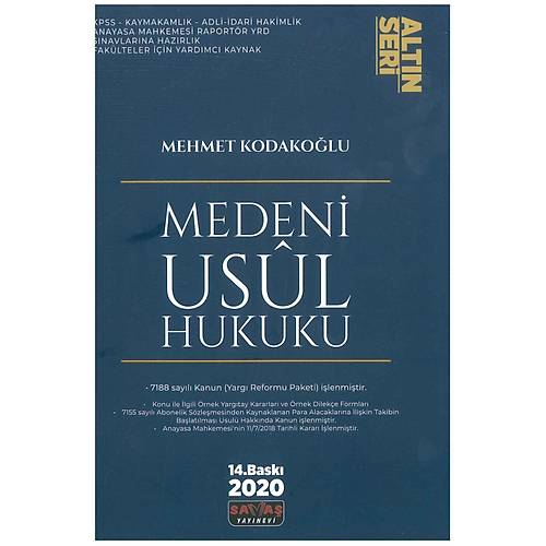 Medeni Usul Hukuku Altn Seri - Mehmet Kodakolu 2020