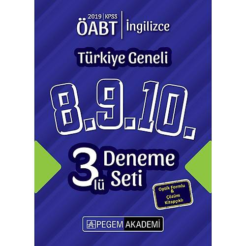 Pegem 2019 ABT ngilizce retmenlii Trkiye Geneli 3 Deneme (8.9.10) Pegem Akademi Yaynlar