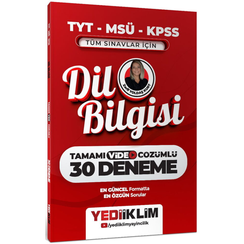 Yediiklim Yay�nlar� 2027 TYT MS� KPSS T�m S�navlar i�in Dil Bilgisi Tamam� Video ��z�ml� 30 Deneme  Zarif Yolda� Kurt
