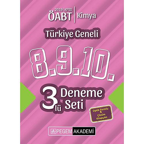 Pegem 2019 ABT Kimya retmenlii Trkiye Geneli 3 Deneme (8.9.10) Pegem Akademi Yaynlar
