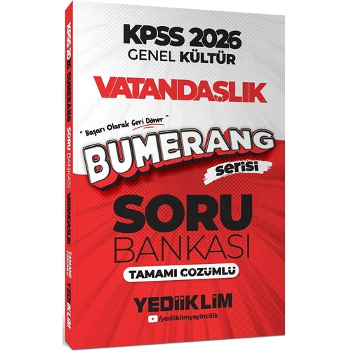 Yediiklim Yay�nlar� 2026 KPSS Genel K�lt�r Bumerang Vatanda�l�k Tamam� ��z�ml� Soru Bankas�