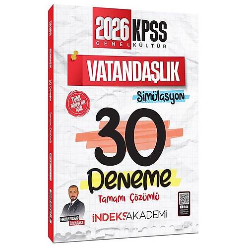 KPSS Vatanda�l�k Sim�lasyonu 30 Deneme Tamam� ��z�ml� �ndeks Akademi Yay�nlar� 2026