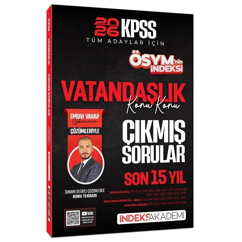 �ndeks Akademi 2026 KPSS Vatanda�l�k �SYM nin �ndeksi ��km�� Sorular Son 15 Y�l Konu Konu ��z�ml� - Emrah Vahap �zkaraca �ndeks Akademi Yay�nc�l�k