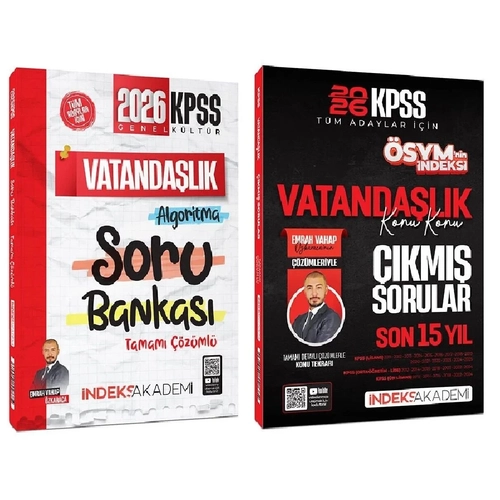 �ndeks Akademi 2026 KPSS Vatanda�l�k Soru Bankas� + ��km�� Sorular 2 li Set - Emrah Vahap �zkaraca �ndeks Akademi Yay�nc�l�k