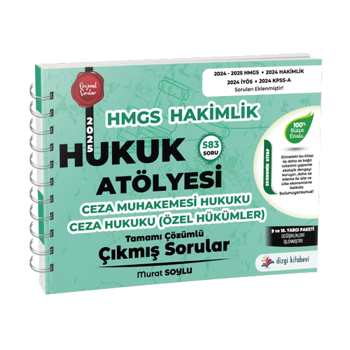 Dizgi Kitap 2025 Hukuk Atlyesi HMGS Hakimlik Ceza Muhakemesi Hukuku, Ceza Hukuku zel Hkmler km Sorular zml Murat Soylu